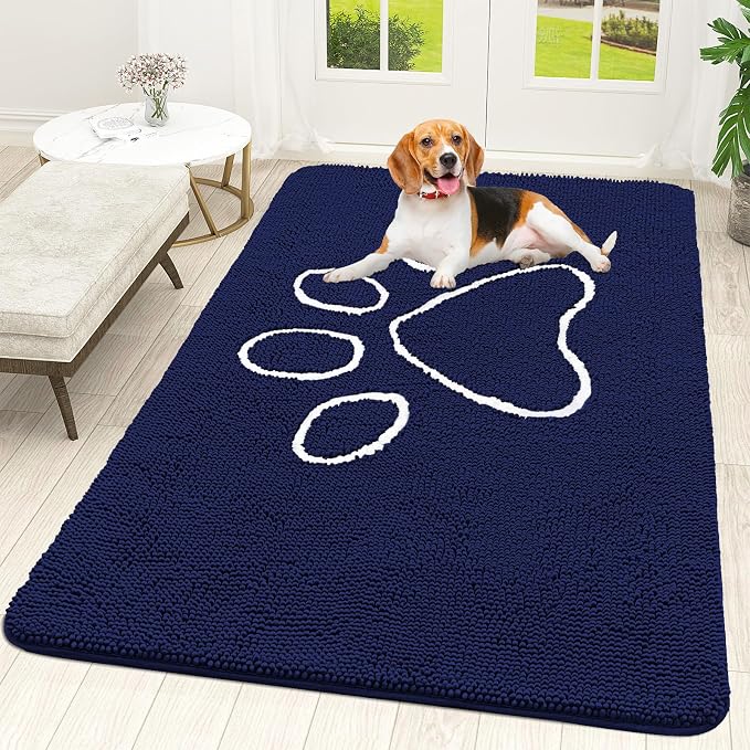 OLANLY Dog Door Mat for Muddy Paws 70x46, Paw Print Design, Absorbs Moisture by OLANLY