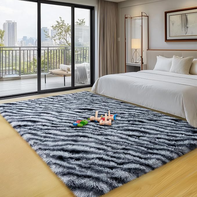 qulint Zebra Rug for Bedroom, 4x6 Fluffy Animal Rug for Living Room, Shaggy - Image 8