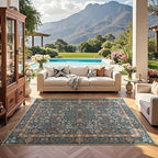jinchan Zenith Floral 5x7 Area Rug Soft Low-Pile Living Room Rug Machine - Image 2