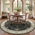 RELEANY Area Rugs Round 7ft Washable Non-Slip, Floral Vintage Distress by RELEANY