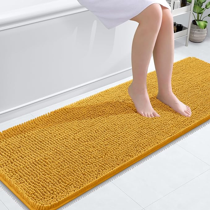 OLANLY Bathroom Runner Rugs 59x20, Soft Absorbent Chenille Bath Rugs, Rubber by OLANLY