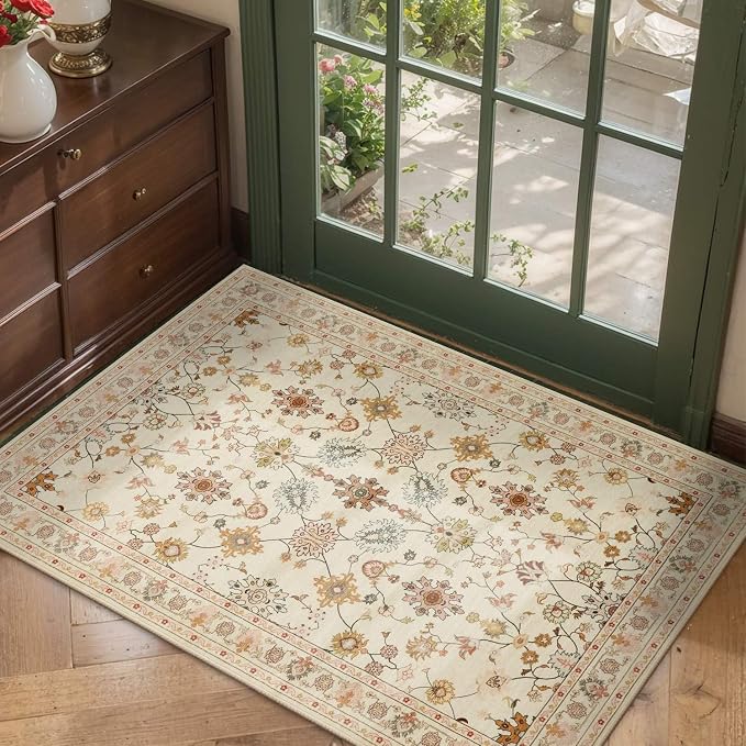 Rugxara Door Mat Floral Entryway Rug, Washable Samll 2x3 Rug, Boho Front Door by Rugxara
