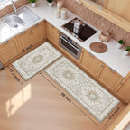 Boho Kitchen Mats for Floor 2 Piece Set Anti Fatigue Cushioned PVC Kitchen Rugs - Image 2