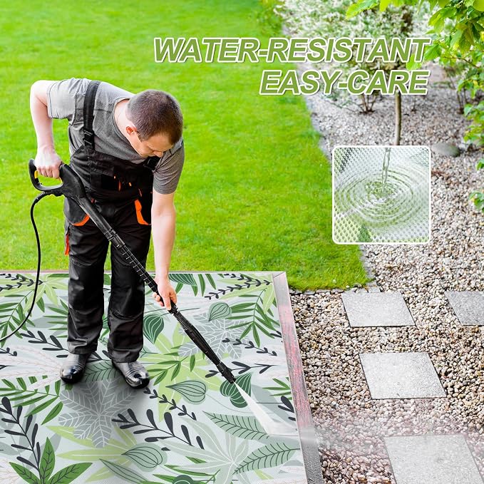 Lahome Leaf Indoor Outdoor Rugs, 6x9ft Non Slip Outdoor Patio Rug - Image 3