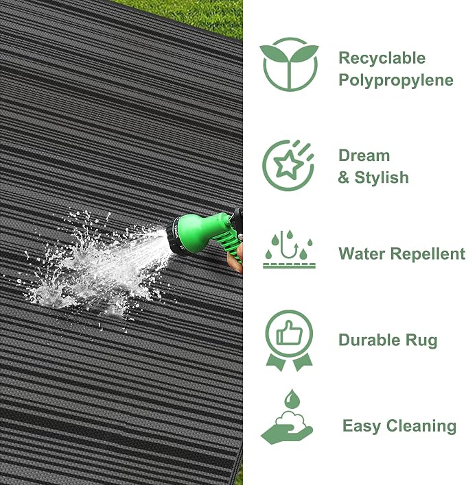 GENIMO Outdoor Rug for Patio Clearance, Lightweight Waterproof RV Camping Mat - Image 6