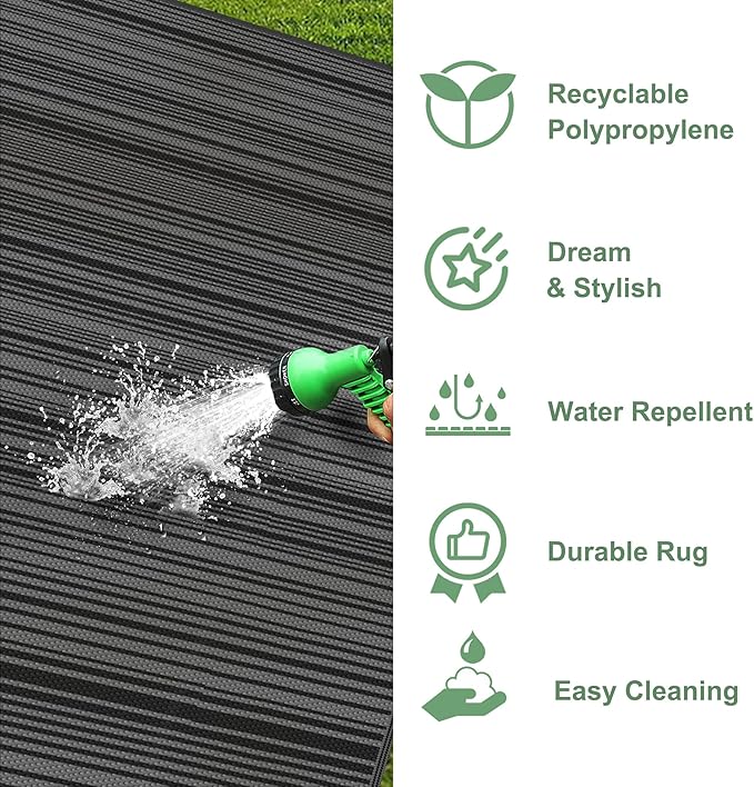 GENIMO Outdoor Rug for Patio Clearance, Lightweight Waterproof RV Camping Mat - Image 6