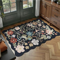 DCX Black Floral Rug 2x3, Washable Black Rug by DCXWashableRug