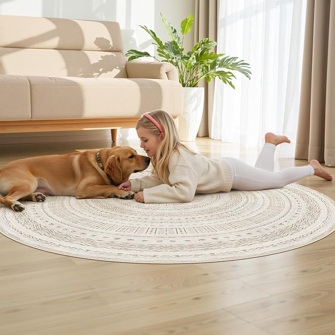 cotiled 5x5 Round Area Rugs Living Room Rug: Washable Boho Rugs - Image 7