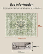 AMADA HOMEFURNISHING 9x12 Area Rug, Washable Low-Profile Large Area Rug - Image 2