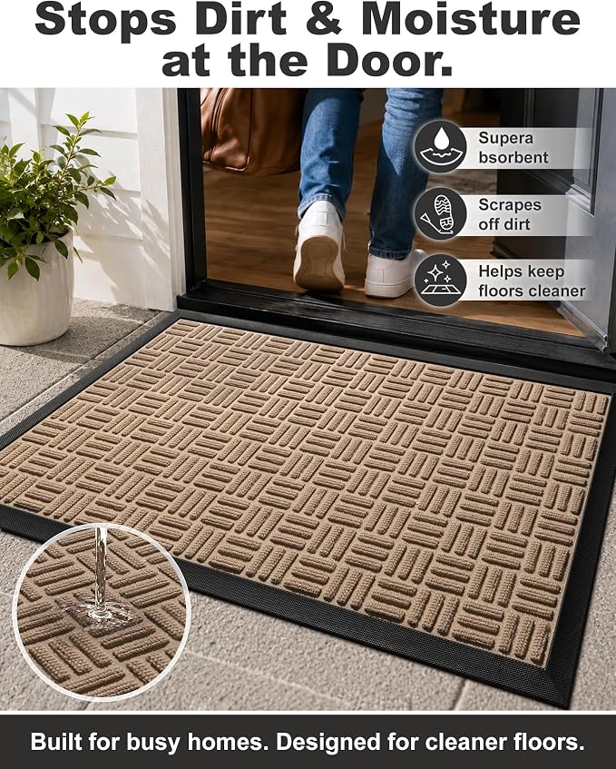 Mibao Front Door Mat Outdoor Entrance, Waterproof Dirt Trapper Doormat - Image 5