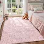 Macgace 4x6 Pink Area Rug, Soft Shag Carpet, Washable Bedroom Nursery Rugs by Macgace