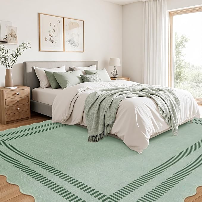 Washable 8x10 Rugs for Living Room Bedroom, Non-Slip Sage Green Indoor Carpet - Image 8
