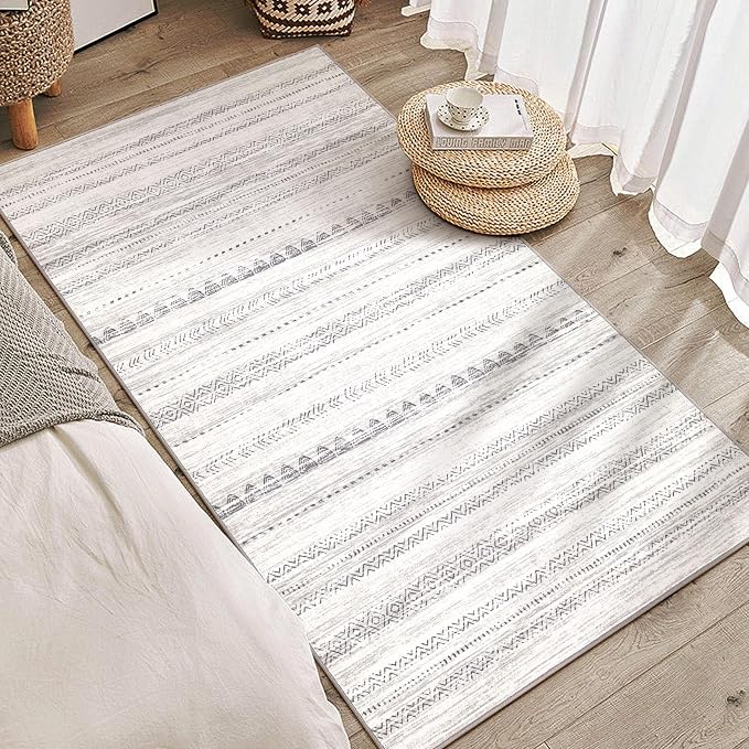 Nakagishi Area Rug Living Room Rugs: 3x5 Soft Machine Washable Boho Neutral by NakagishiAreaRug