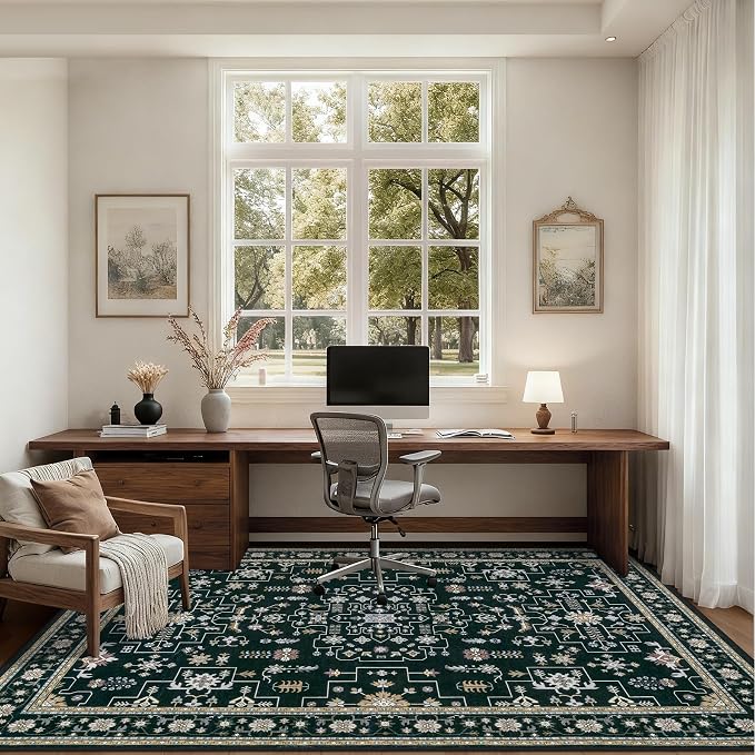 3x5 Area Rugs Living Room Rug: Washable Vintage Boho Medallion Rug No Slip - Image 5