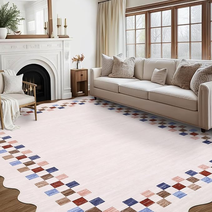GarveeHome 8x10 Area Rug for Living Room Scalloped Washable Large Bedroom Rug - Image 9