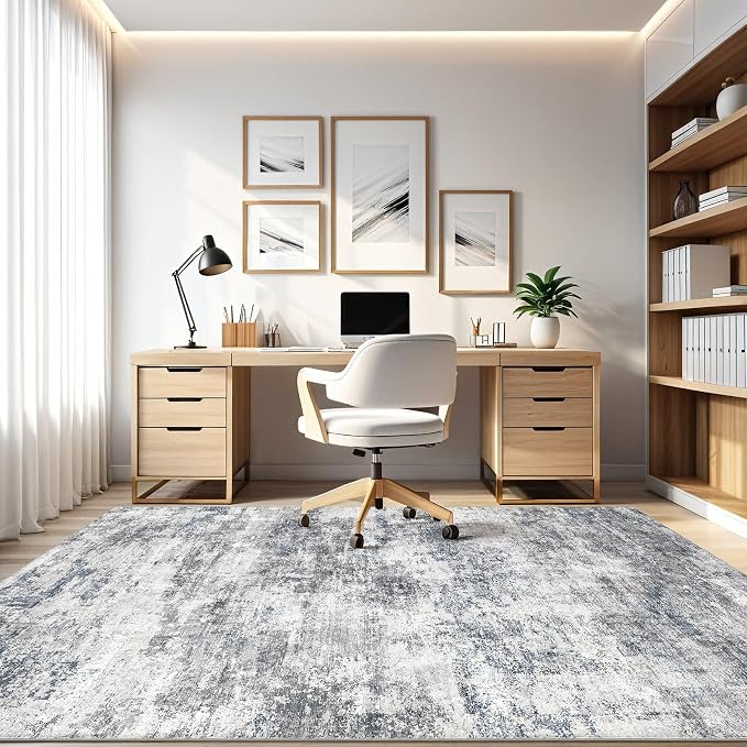 7x9 Area Rug Living Room: Washable Large Abstract Neutral Modern Soft Rugs - Image 8