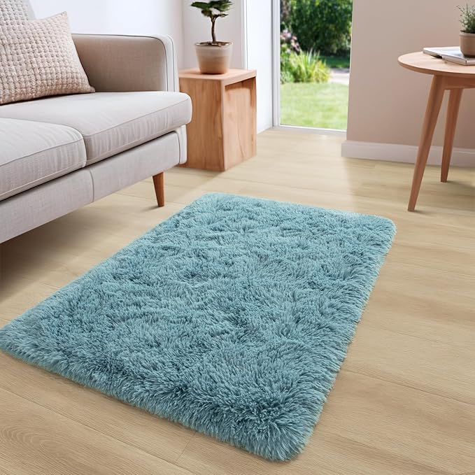 YJ.GWL Area Rugs for Bedroom, 2x3 Door Mat Washable Small Teal Bedside Rug - Image 3
