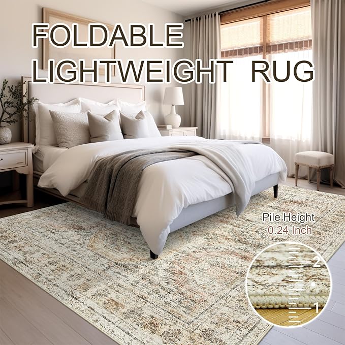 Soalmost 9x12 Area Rugs for Living Room, Non Slip Machine Washable Vintage Rugs - Image 8