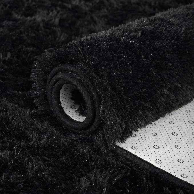 ISEAU Black Rug Super Soft Shaggy 4x6 Feet Rugs - Image 6