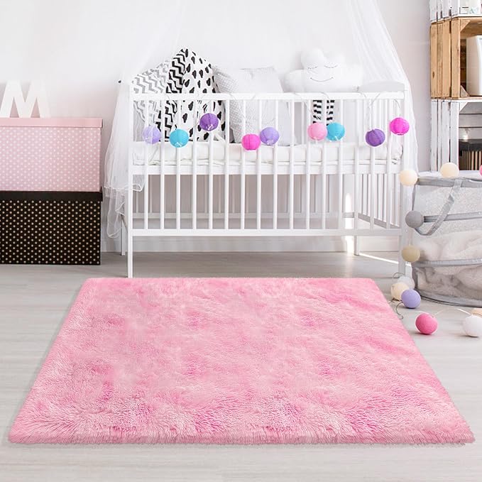 3x5 Fluffy Pink Rugs for Bedroom Girls, Soft Pink Fuzzy Rug for Girls Kids Baby - Image 7