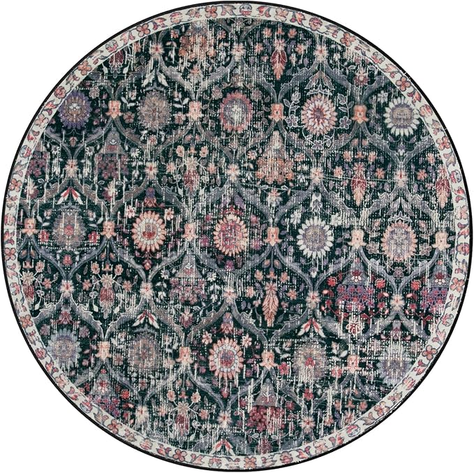 Lahome Moroccan Trellis Round Area Rugs, Washable Small Round Rug 3ft Non-Slip - Image 7