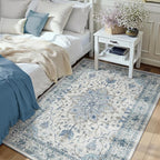 RELEANY Area Rugs 3'x5' Washable Non-Slip, Floral Vintage Distress Medallion by RELEANY