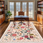 6x9 Area Rugs for Living Room Clearance Washable Boho Area Rug, Vintage Floral - Image 3