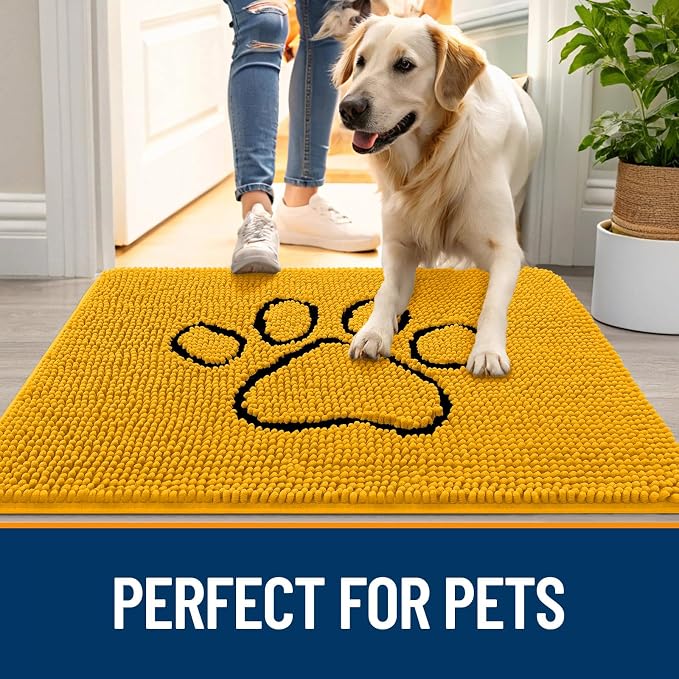 OLANLY Dog Door Mat for Muddy Paws 30x20, Paw Print Design, Absorbs Moisture - Image 6