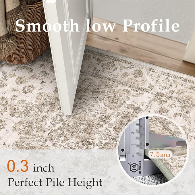 10x12 Neutral Area Rug Brown Vintage Living Room Bedroom Washable Carpet - Image 8