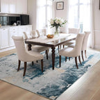 Ompaa Living Room Rug 5x8 Aqua Blue Area Rug Machine Washable Boho Rug Non Slip - Image 4