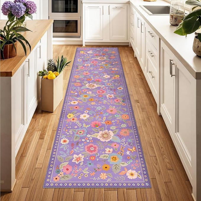 RELEANY Floral 2x8 Area Rugs Washable Print Boho Cute Carpet Non Slip Flower - Image 2