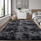 Area Rug for Living Room Bedroom: 5x7 Black Grey Soft Fluffy Shag Upgrade - Image 2