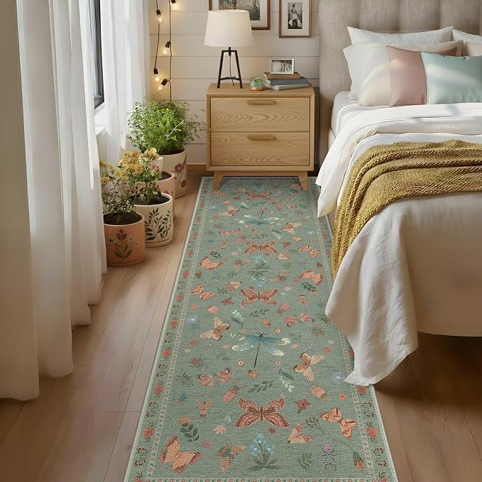 Rugxara 2x6 Floral Runner Rug, Washable Runners - Image 3