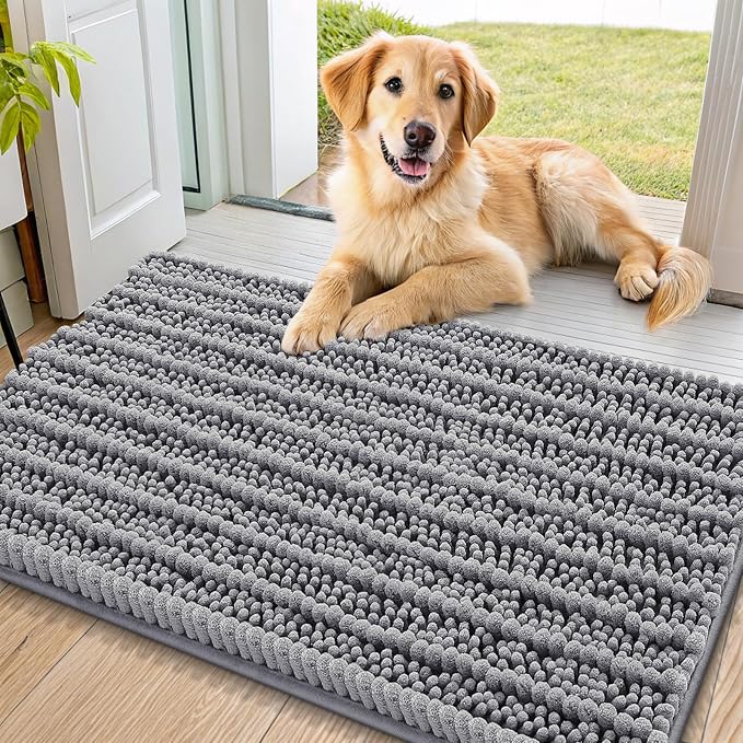 Smiry Dog Door Mat for Muddy Paws 36x24, Absorbent Dirt Trapper, Non-Slip by Smiry