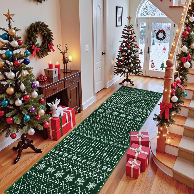 Lahome Christmas Runner Rug for Hallway 2x8 Non Slip Soft Long Kitchen Carpet by Lahome