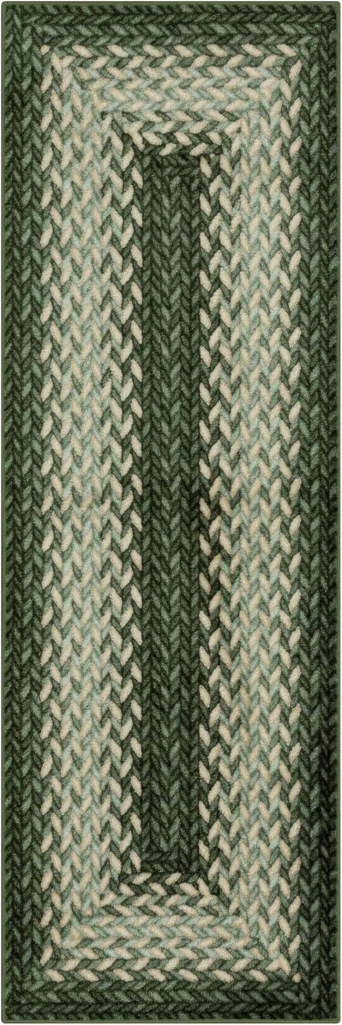 Maples Rugs Marion Bohemian Braided-Style Print Runner Rug – Made in USA – by MaplesRugs