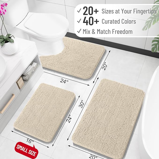 OLANLY Bathroom Runner Rugs 59x24, Extra Soft Absorbent Chenille Bath Rugs - Image 2