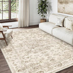 4x6 Washable Neutral Area Rug Beige Vintage Entryway Office Carpet Non-Slip by WondRg