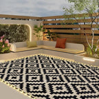 SAND MINE Reversible Mats with Led Strip Lights, Plastic Straw Rug, Modern Area by SANDMIND