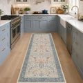 Hazo Haus Natural Red Blue 2'6"x8' Hallway Runner Rug, Boho Kitchen Floor Mat by HazoHaus