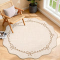 GarveeHome Scalloped Bow Rug for Living Room, 4ft Round Rugs Washable Solid by GarveeHome