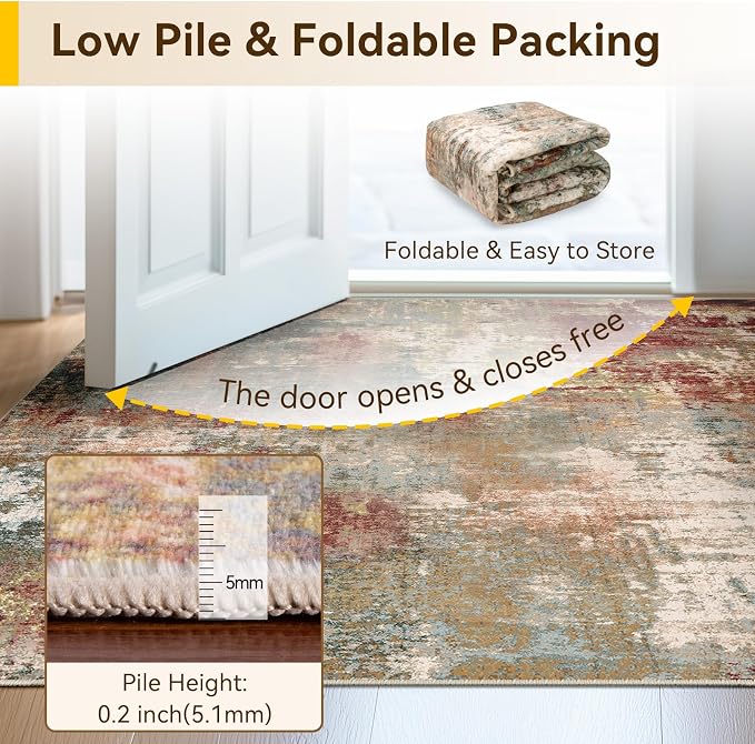 RELEANY Washable Area Rugs 2'x4' Non-Slip Modern Abstract Soft - Image 6