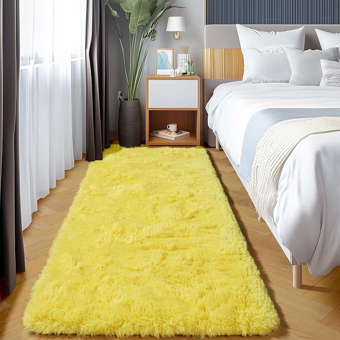 ONASAR Yellow Runner Rugs for Bedroom Living Room, Fluffy 2x6 Bedside Hallway - Image 8