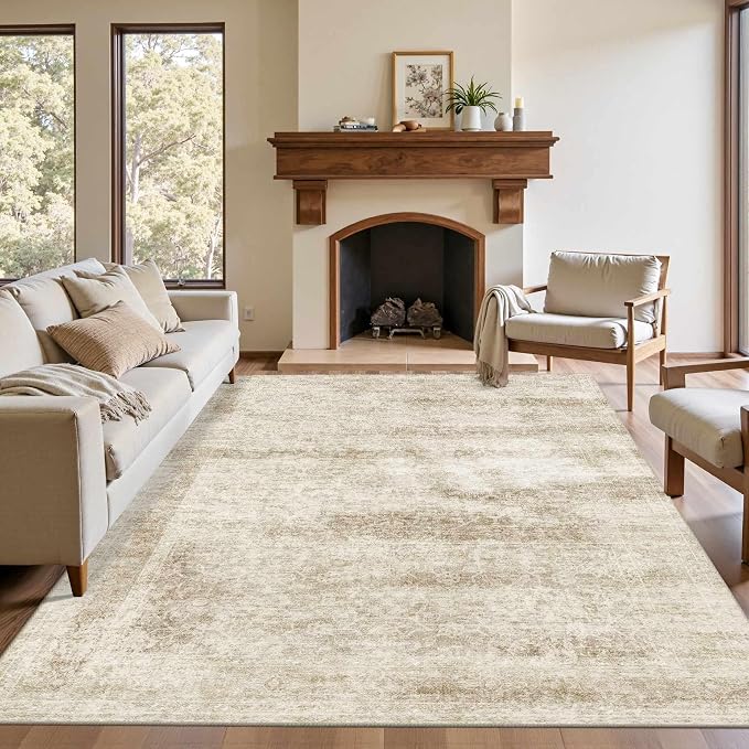 Latte&Fog 5x7 Area Rugs for Living Room, Vintage Beige Washable Rug, Boho by LatteFog