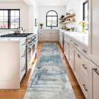 2.6x14 Extra Long Runner Rug Grey Abstract: Washable Non-Slip Carpet - Image 3