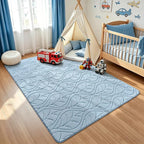 Macgace 3x5 Blue Area Rug, Washable Shag Carpet, Kids Room Nursery Rugs by Macgace