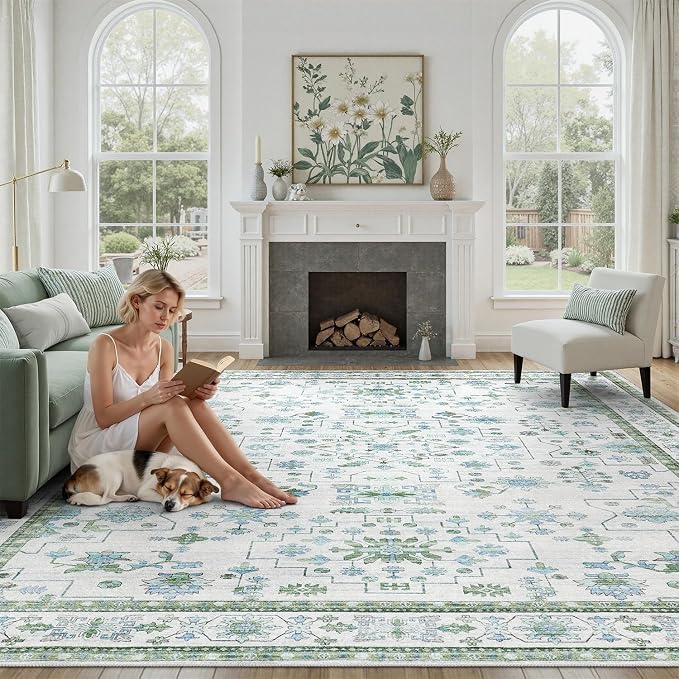 DCX Green 8x10 Rug, Kid & Pet Friendly - Image 2