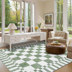 GarveeHome Sage Green Checkered Rug 4×6 Area Rugs - Image 2