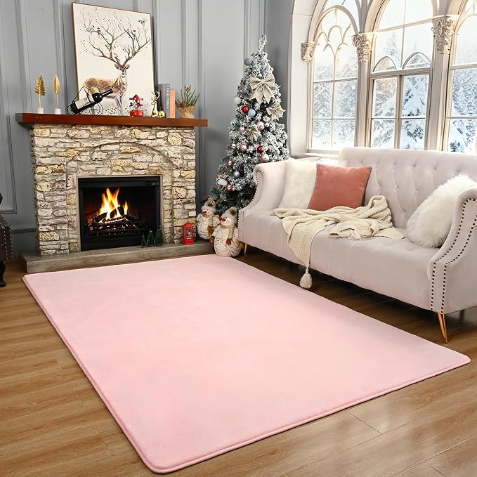 Amearea Large Modern Area Rugs for Bedroom Living Room, 6x9 Feet Pink Thickened - Image 8