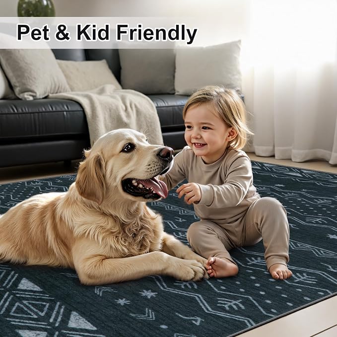 SERISSA 2x4 Rugs for Entryway, Washable Non-Slip Grey Small Runner Rug - Image 6